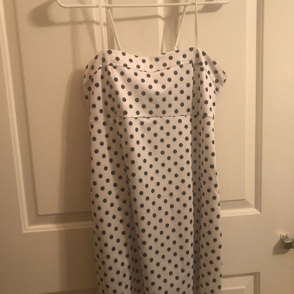 Polka dot white short dress